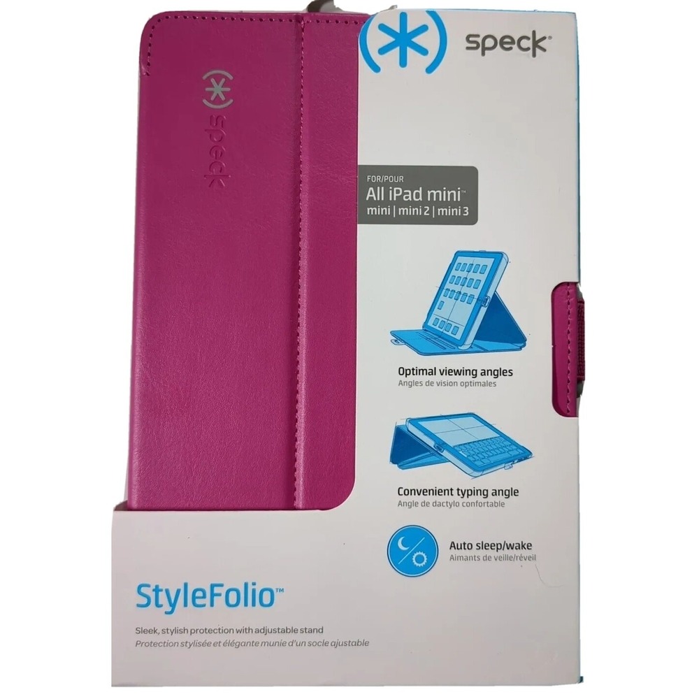 Speck Products StyleFolio Case for iPad Mini/2/3 Fuchsia Pink Nickel Grey New